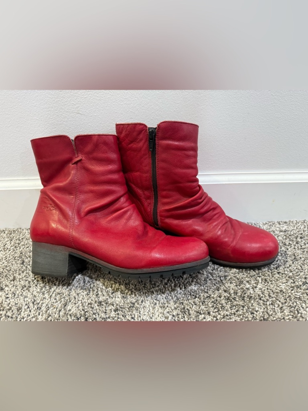 Bos&co Madrid Women's Red Leather Ankle Boots - Size 40 EU or 9 US